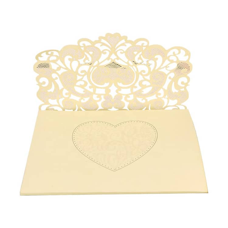 Hollow Design Gold Tri-fold Wedding Cards view 3