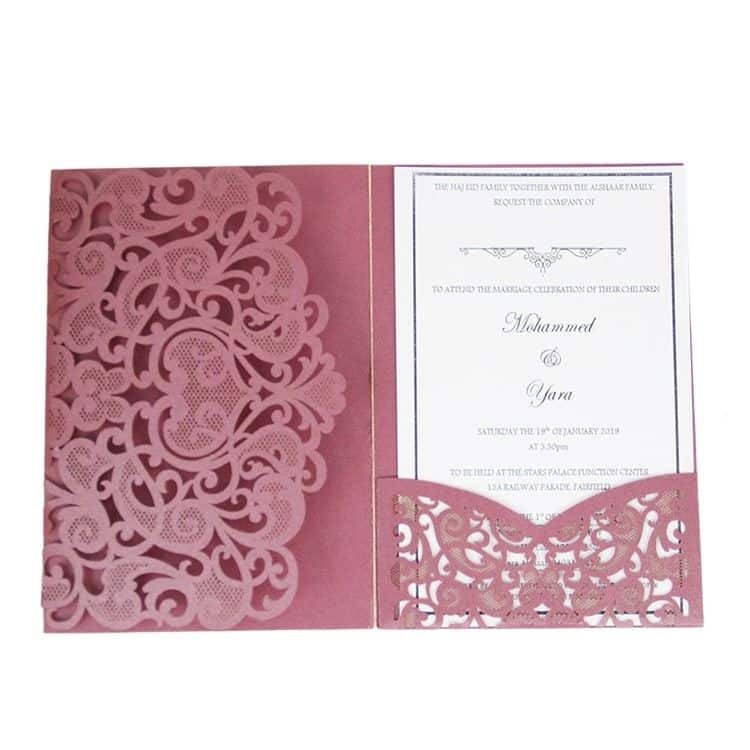 NEW Design Red Laser Cut Wedding Card — custom card printing