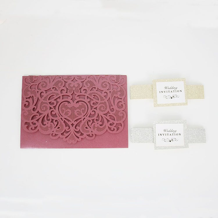 NEW Design Red Laser Cut Wedding Card view 2