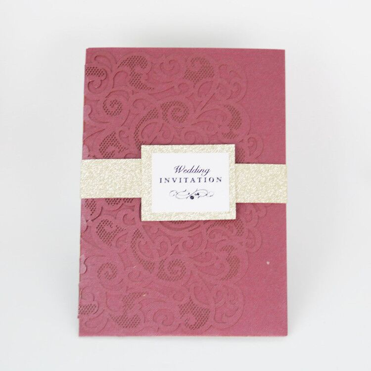 NEW Design Red Laser Cut Wedding Card view 3