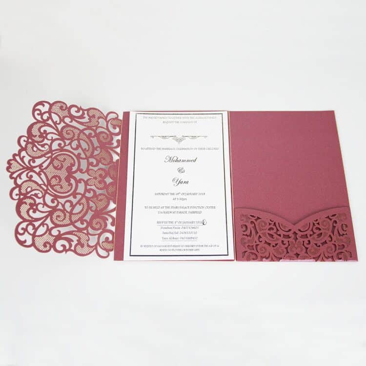 NEW Design Red Laser Cut Wedding Card view 4