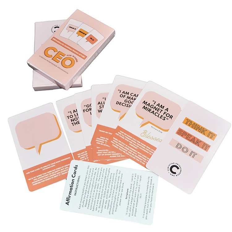 OEM 52 Inspirational Motivational Mindfulness Affirmation Cards — custom card printing