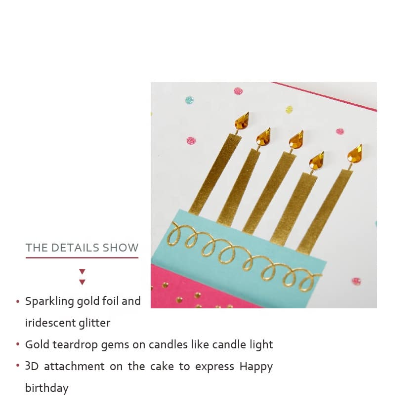 OEM Colorful 3D Cake Wish Birthday Greeting Card view 2