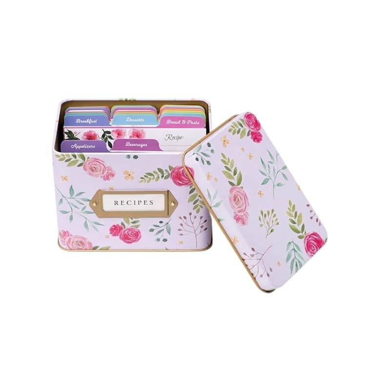 OEM dividers recipe cards in tin box — custom card printing