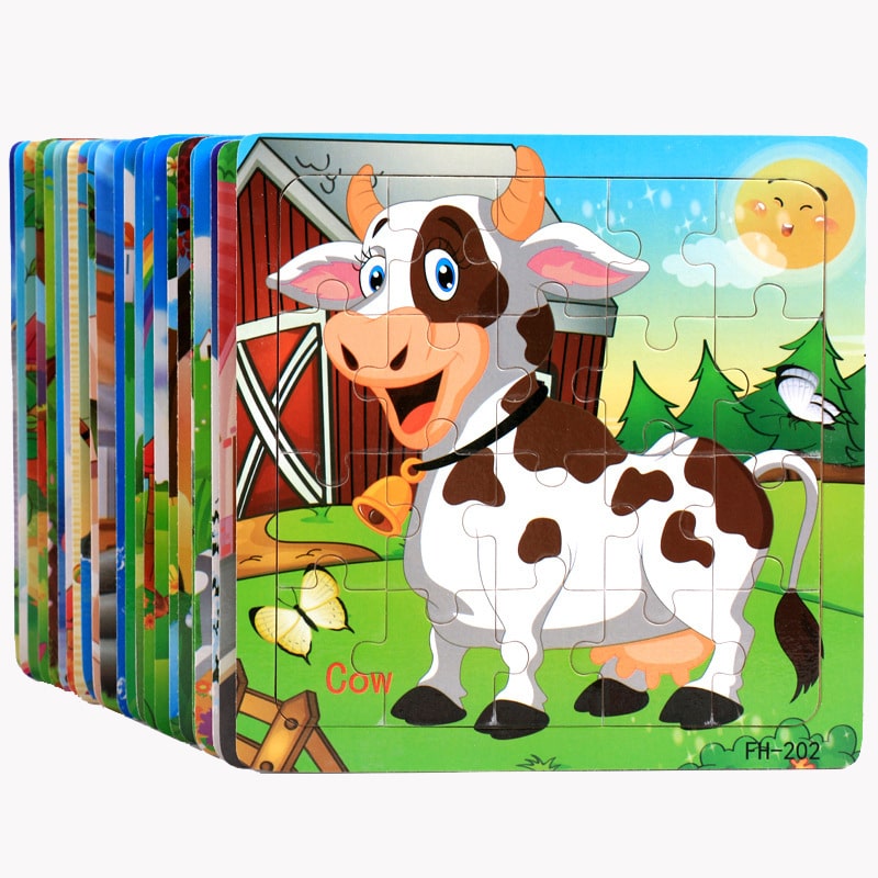 OEM kids cartoon animal jigsaw puzzle — custom card printing