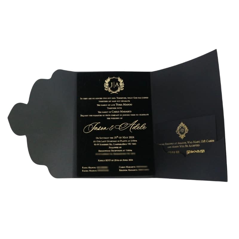 Premium gold stamping custom wedding invitation card view 3