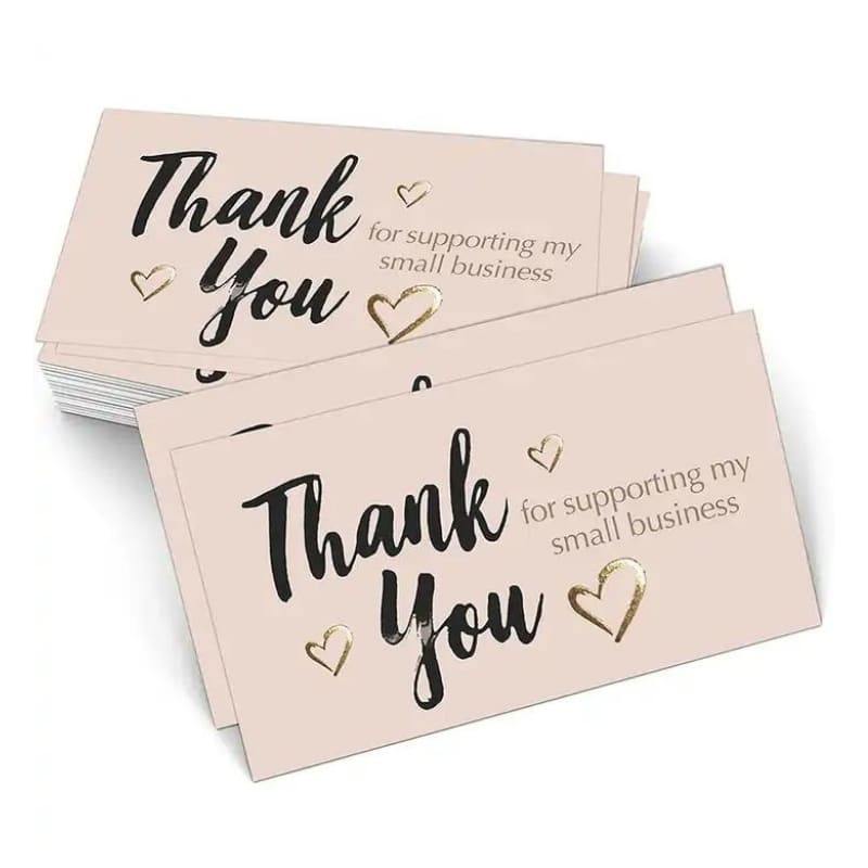 Printed thank-you cards in gold — custom card printing