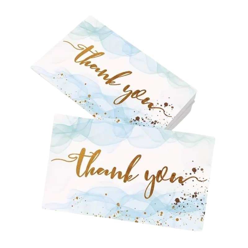 Printed thank-you cards in gold view 2
