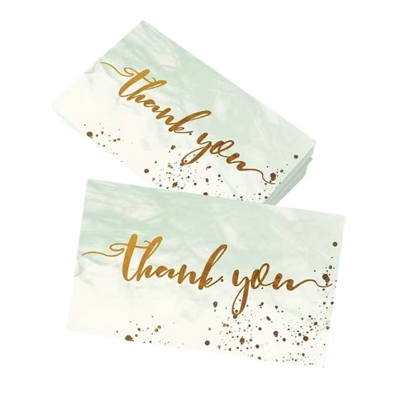 Printed thank-you cards in gold view 3