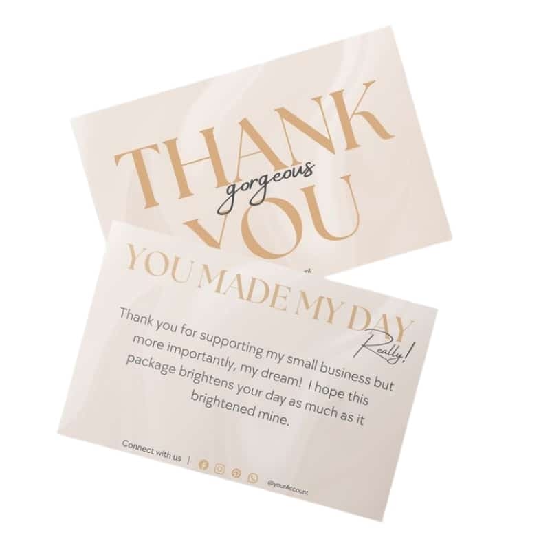 Printed thank-you cards in gold view 4