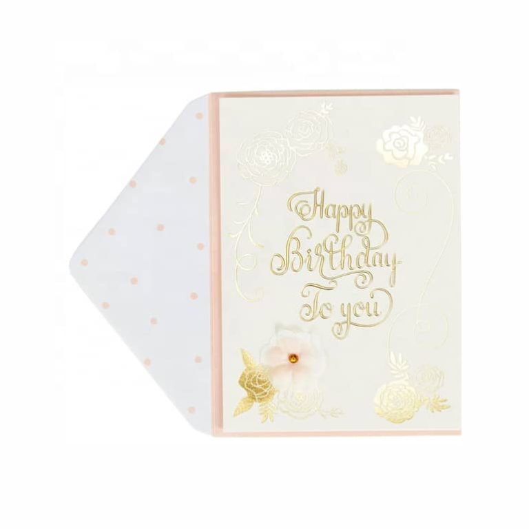 Printing Gold Foil Emboss Happy Birthday Greeting Cards — custom card printing
