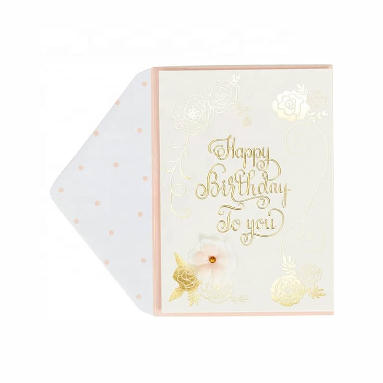Printing Gold Foil Emboss Happy Birthday Greeting Cards — custom card printing
