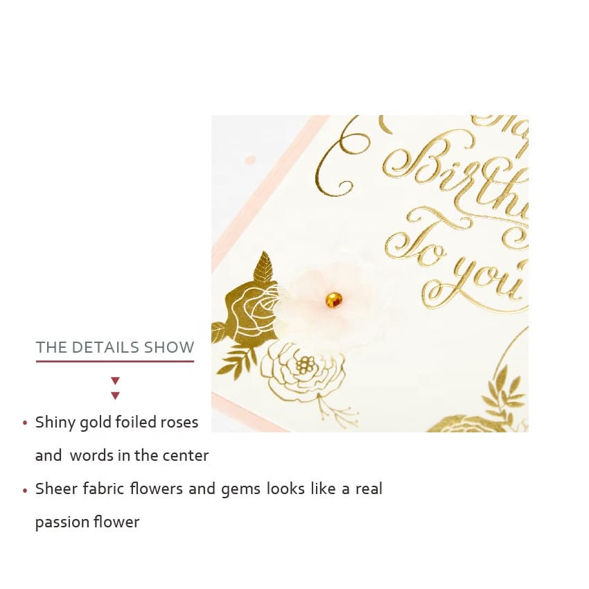 Printing Gold Foil Emboss Happy Birthday Greeting Cards view 2