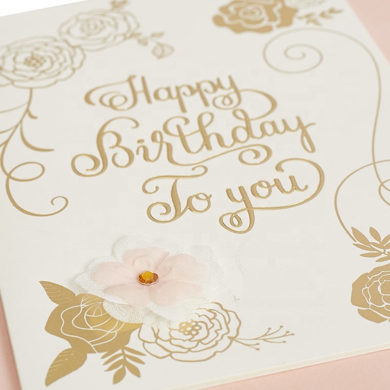 Printing Gold Foil Emboss Happy Birthday Greeting Cards view 3