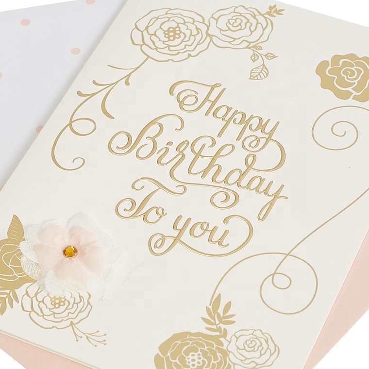 Printing Gold Foil Emboss Happy Birthday Greeting Cards view 4