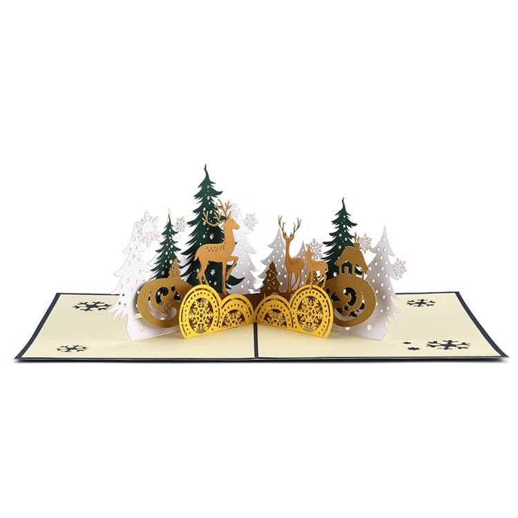 Printing Laser Cut Holiday 3D Pop Up Greeting Card — custom card printing