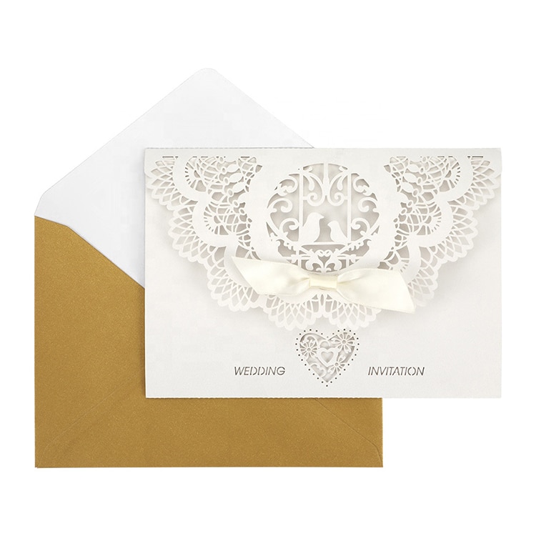 Printing Wedding Invitation Cards with Envelopes and Ribbon view 2