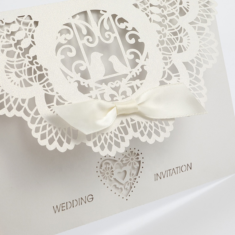 Printing Wedding Invitation Cards with Envelopes and Ribbon view 3