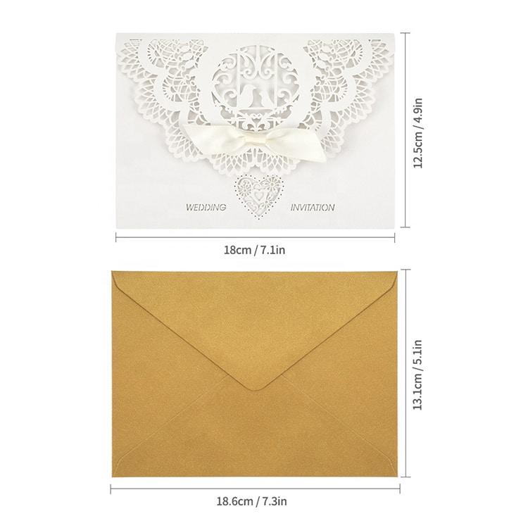 Printing Wedding Invitation Cards with Envelopes and Ribbon view 4
