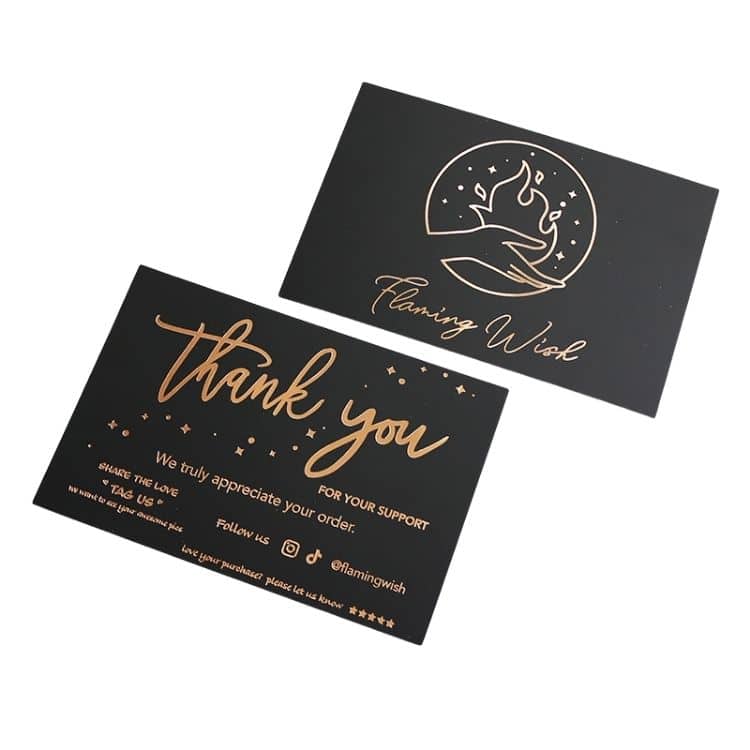 Printing rose gold foiling thank you cards — custom card printing