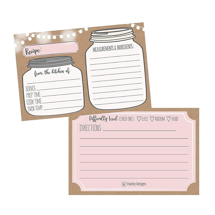 Recipe Wedding Bridal Shower Card printing — custom card printing