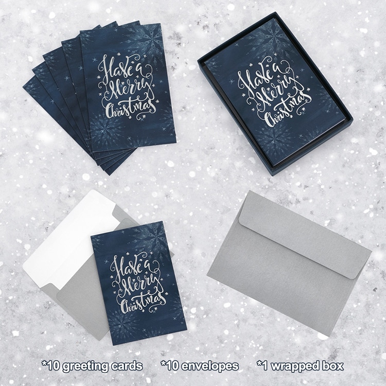 Silver Foil Merry Christmas Greeting Cards printing view 3