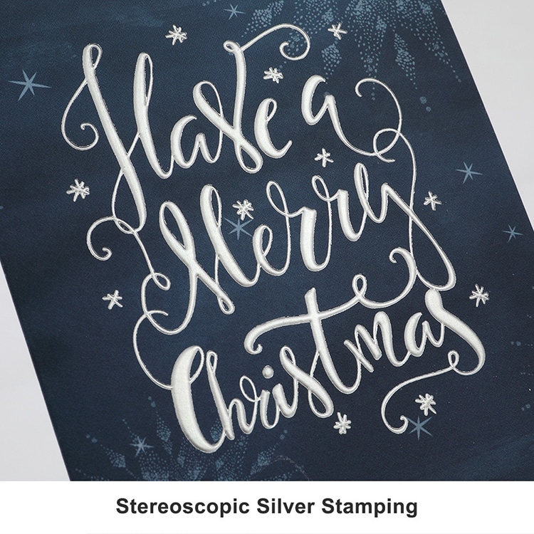 Silver Foil Merry Christmas Greeting Cards printing view 4