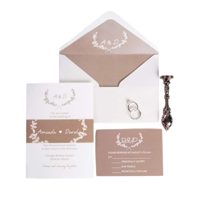 Simple wedding invitation card with ribbon — custom card printing