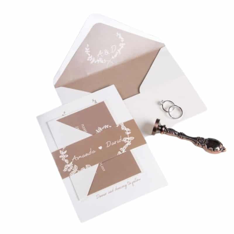 Simple wedding invitation card with ribbon view 2