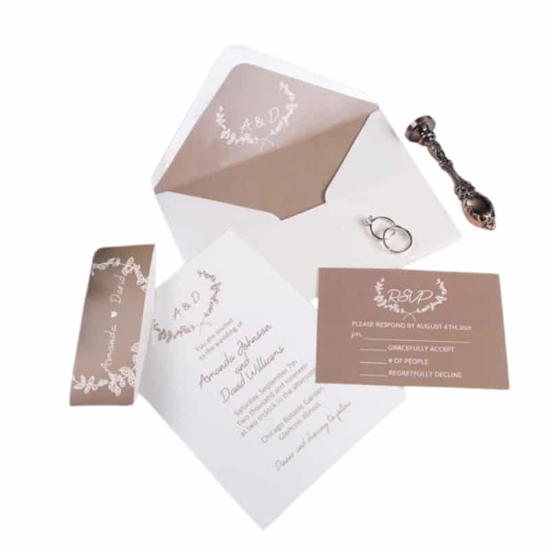 Simple wedding invitation card with ribbon view 3