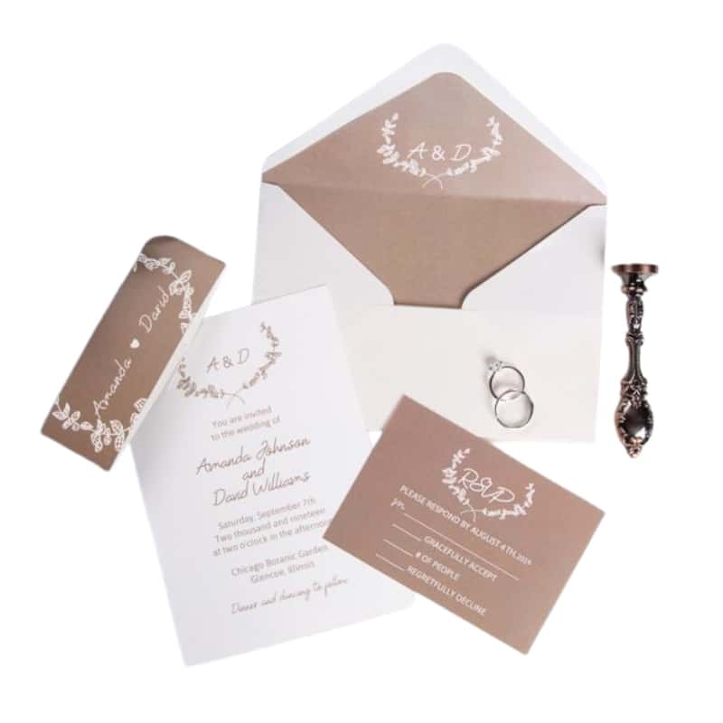 Simple wedding invitation card with ribbon view 4