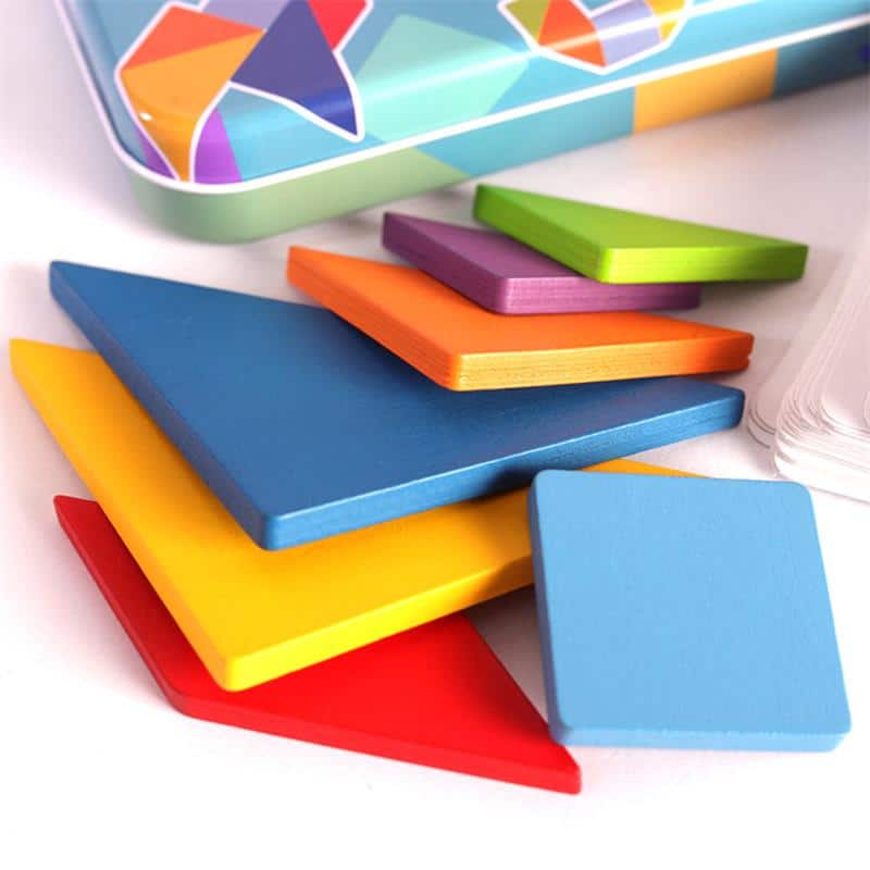 Tangram tin box game card puzzle view 4