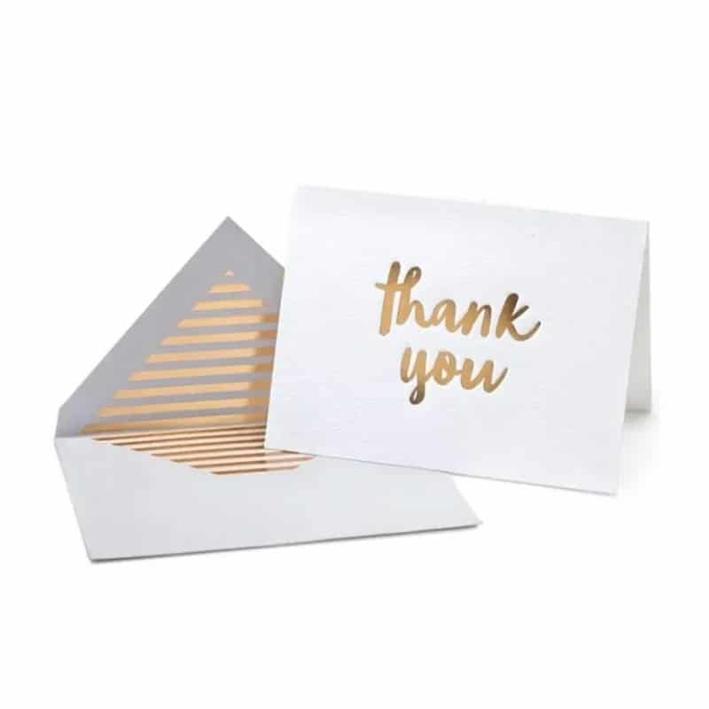 Thank you card with gold envelope — custom card printing