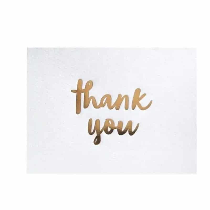 Thank you card with gold envelope view 3
