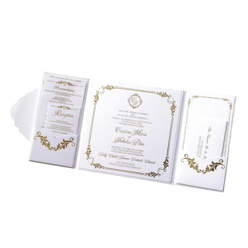Wedding white pearl cardboard custom anniversary card view 3
