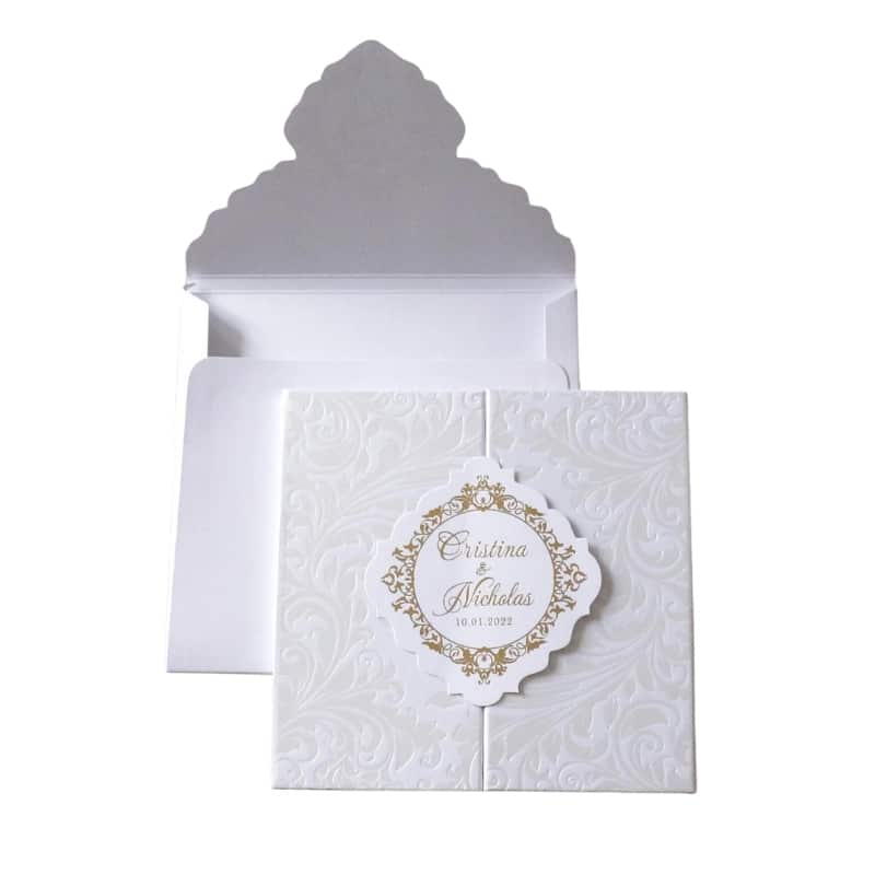 Wedding white pearl cardboard custom anniversary card view 4