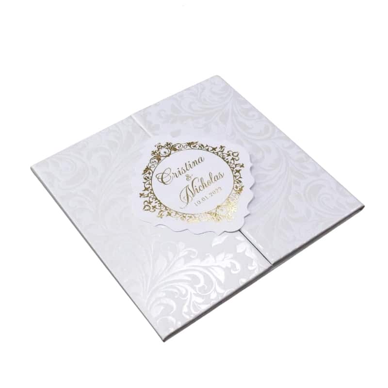Wedding white pearl cardboard custom invitation card view 2