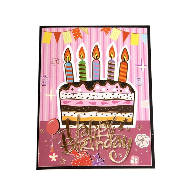 Wholesale golden happy birthday card — custom card printing