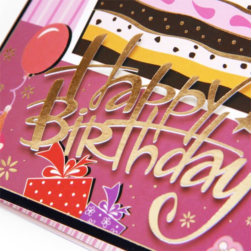 Wholesale golden happy birthday card view 4