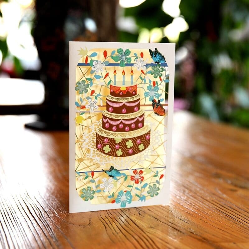 cake 3D Funny Birthday Greeting Pop Up card view 3