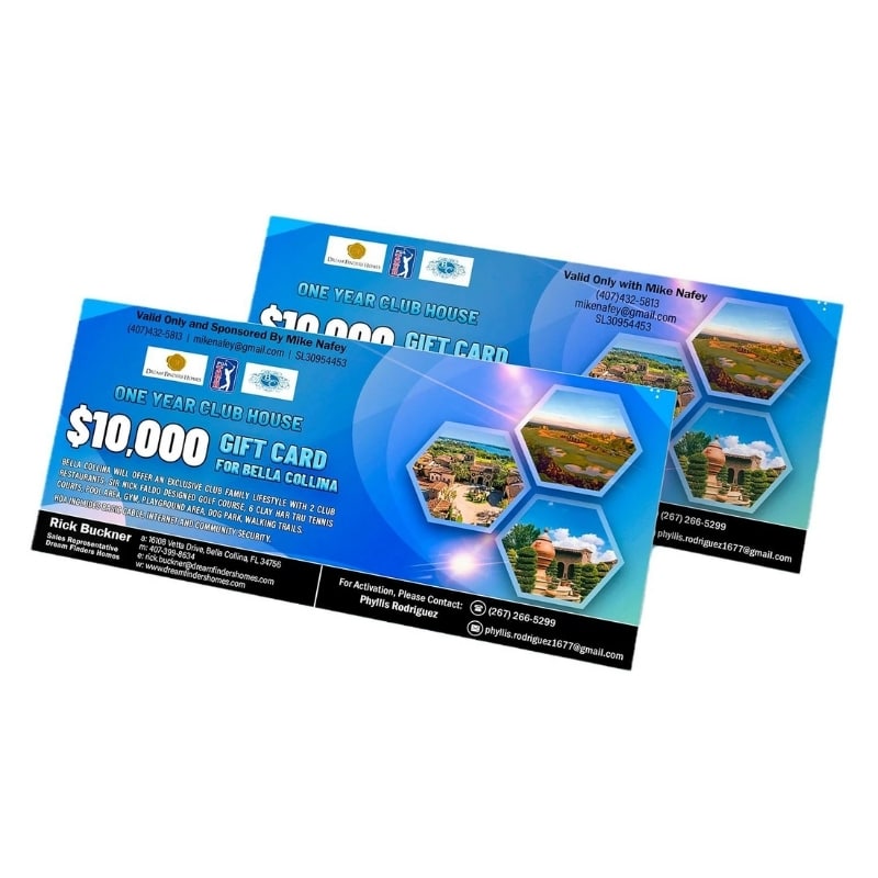 custom gift certificates — custom card printing