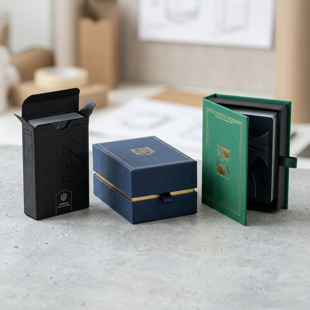 Three custom card packaging styles for card products