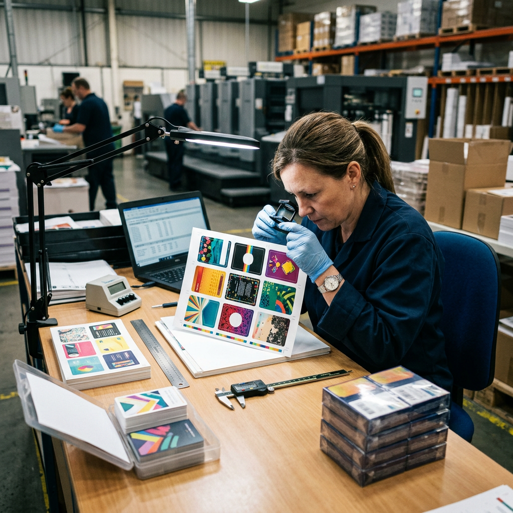 Quality inspection of custom printed cards before export packing