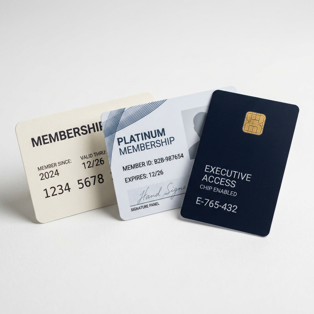 Paper, PVC, and smart card options for custom membership card printing