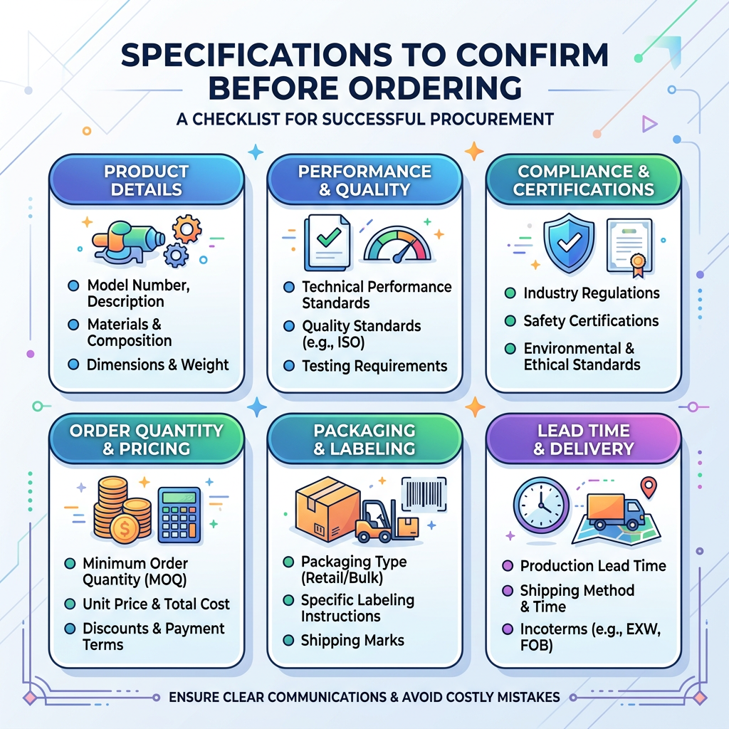 Specifications to Confirm Before Ordering