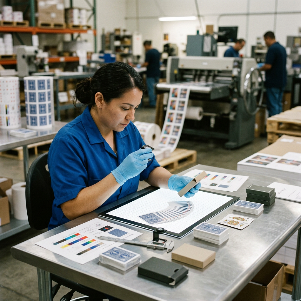 Quality control inspection for custom playing cards