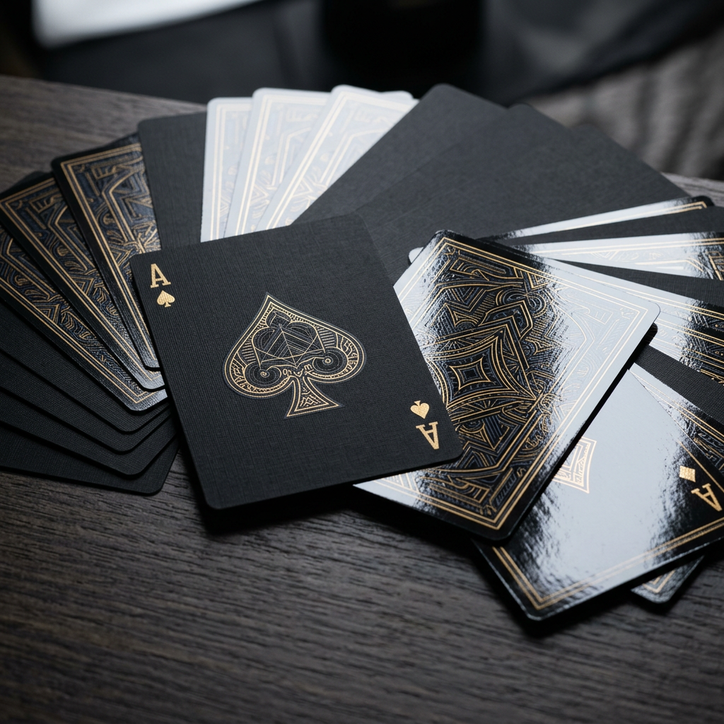 Matte and gloss finishes on custom playing cards