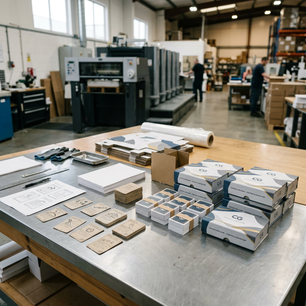 Custom card game manufacturing process from prototype to finished bulk order