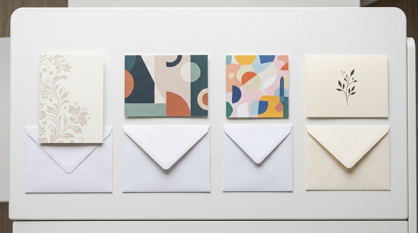 Comparison of custom greeting card sizes and folded formats