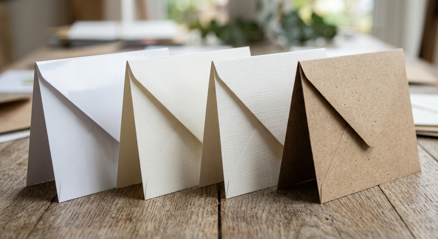 Greeting card paper stock and folded card thickness samples
